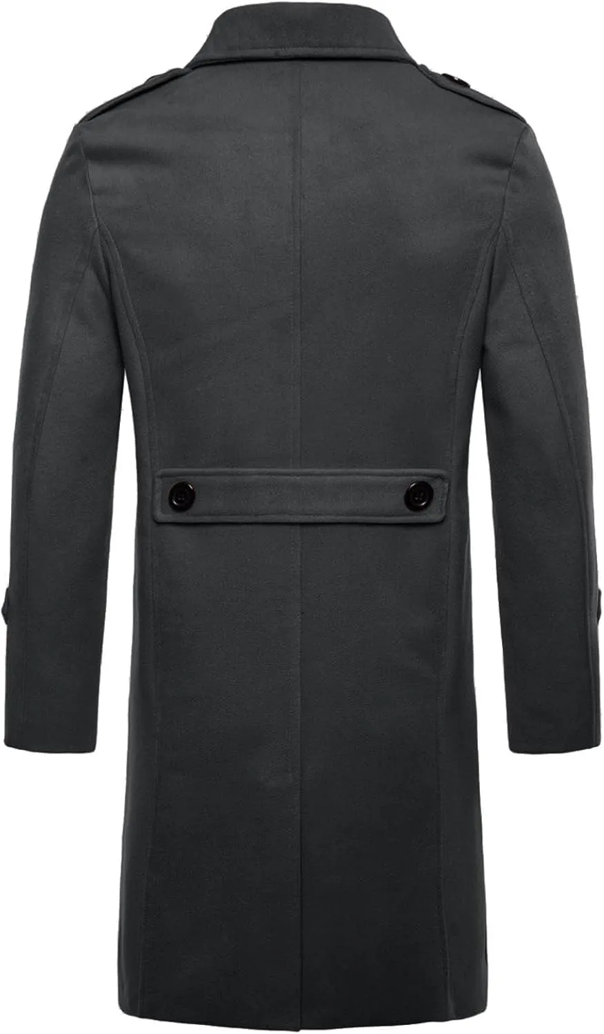 Dgoopd Men Trench Coat Long Wool Blend Coat Turn down Collar Jacket Business Casual Overcoat Dress Winter Coat with Pockets