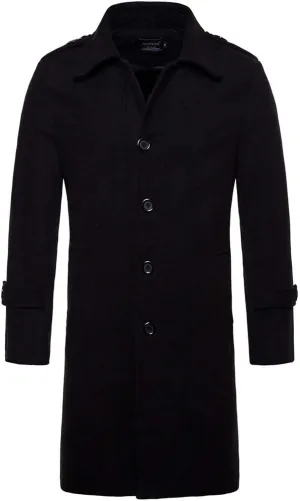 Dgoopd Men Trench Coat Long Wool Blend Coat Turn down Collar Jacket Business Casual Overcoat Dress Winter Coat with Pockets