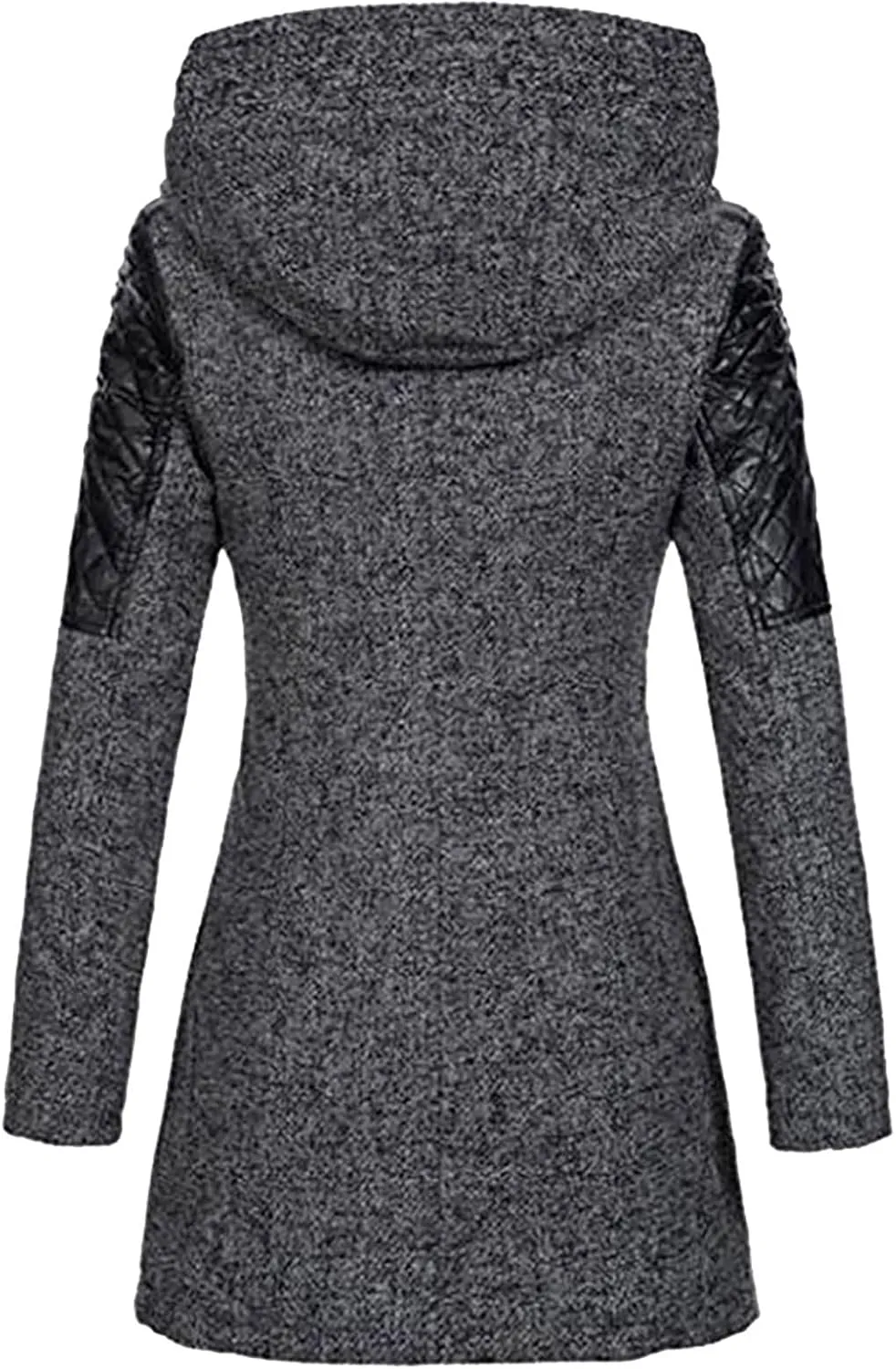 Double Breasted Trench Coats for Women 2024 Winter Wool Blend Lining Peacoats Mid-Length Hooded Jackets with Belt
