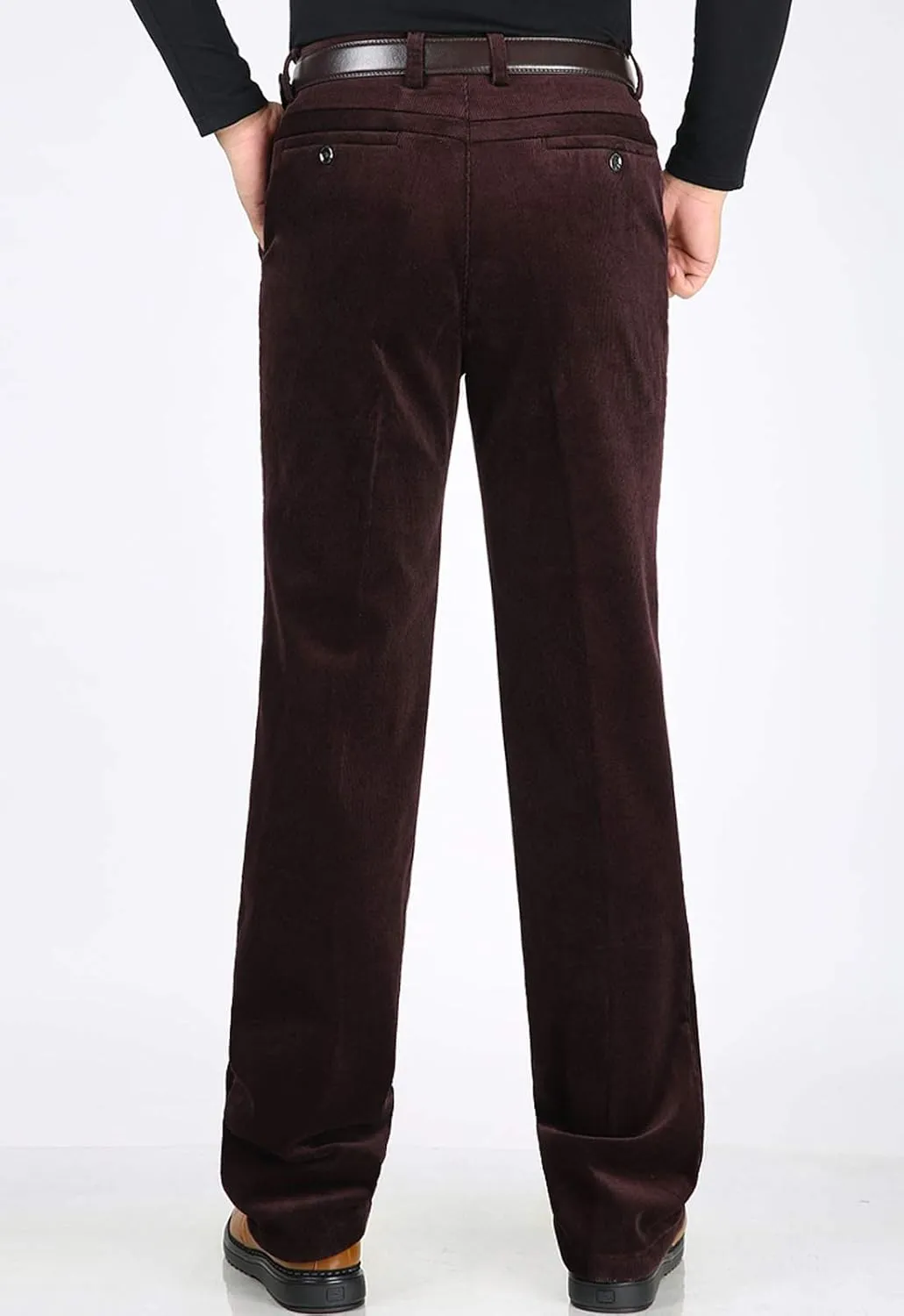 Flygo Men's Classic Fit Warm Fleece Lined Straight Leg Corduroy Pant Non-Iron