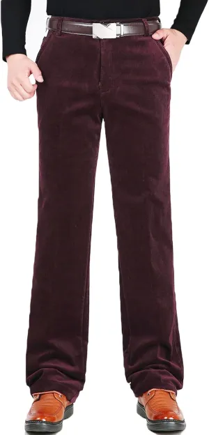 Flygo Men's Classic Fit Warm Fleece Lined Straight Leg Corduroy Pant Non-Iron