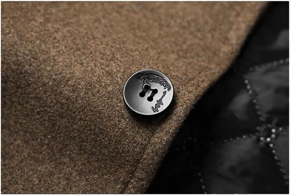 Haitpant Winter Heavy Wool Trench Coat Mens Cashmere Coat Slim Fit Lapel Woolen Peacoat Windbreaker