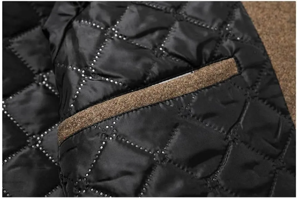 Haitpant Winter Heavy Wool Trench Coat Mens Cashmere Coat Slim Fit Lapel Woolen Peacoat Windbreaker