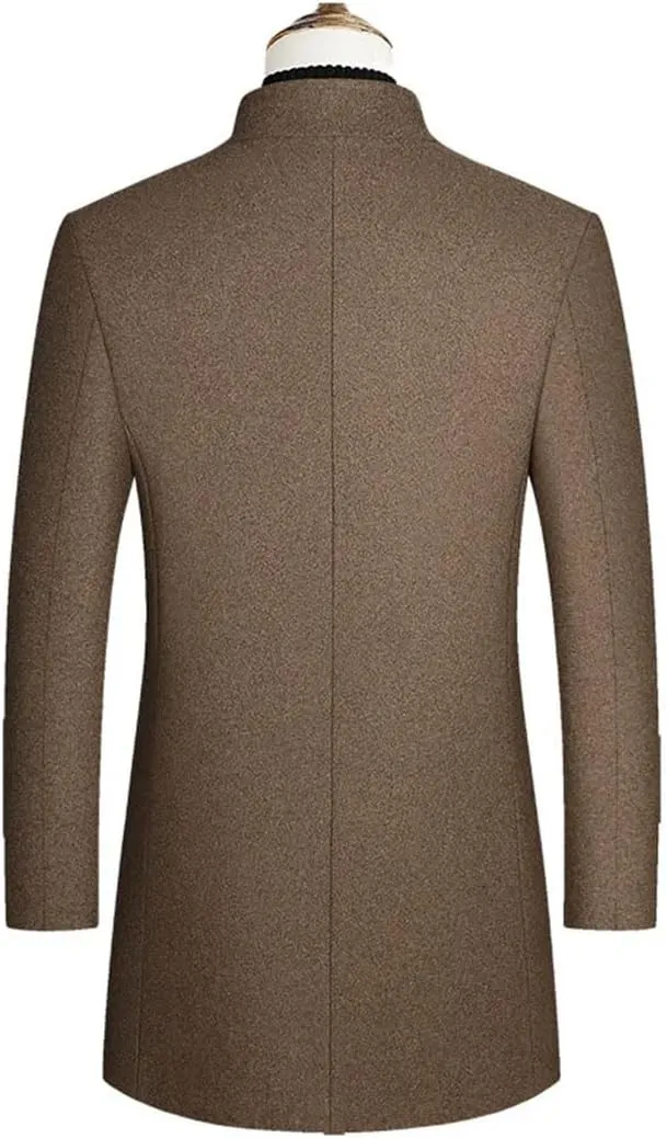 Haitpant Winter Heavy Wool Trench Coat Mens Cashmere Coat Slim Fit Lapel Woolen Peacoat Windbreaker