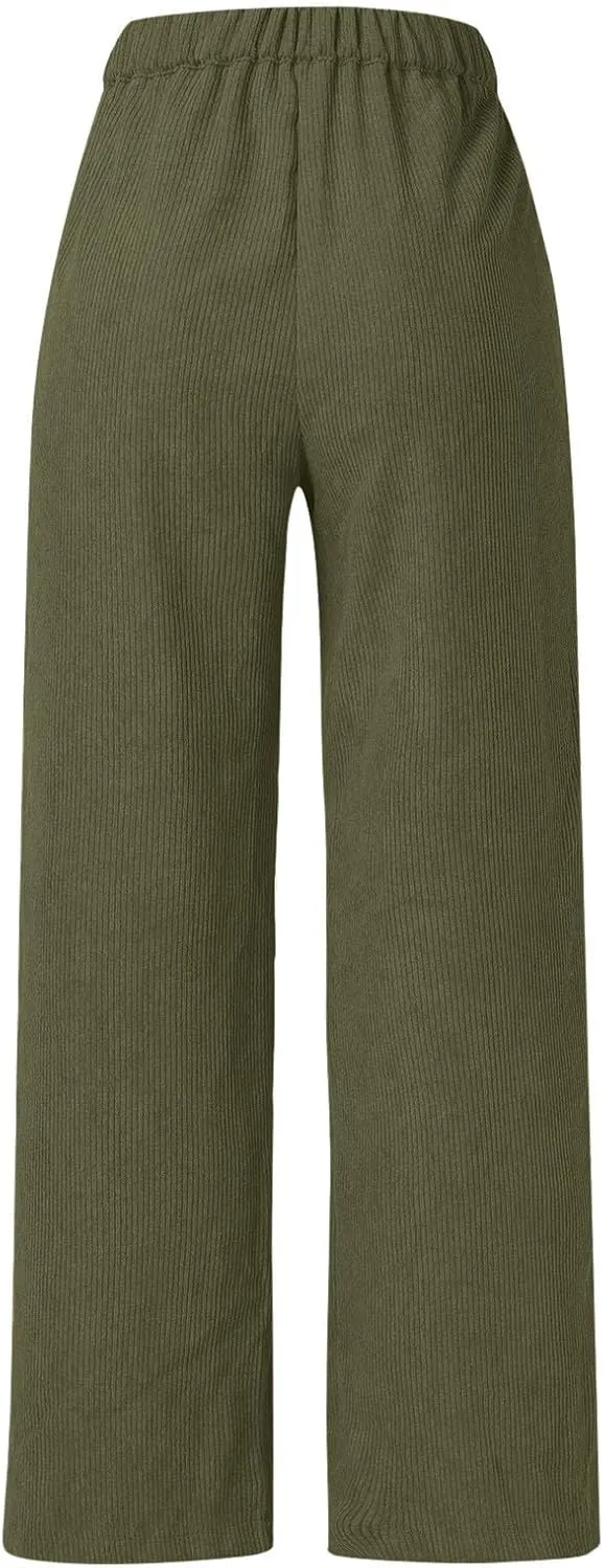 High Waist Cord Wide Leg Pants Straight Trousers Women Big Size Corduroy Pants Casual for Women