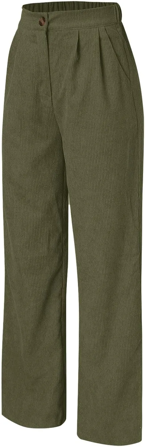 High Waist Cord Wide Leg Pants Straight Trousers Women Big Size Corduroy Pants Casual for Women