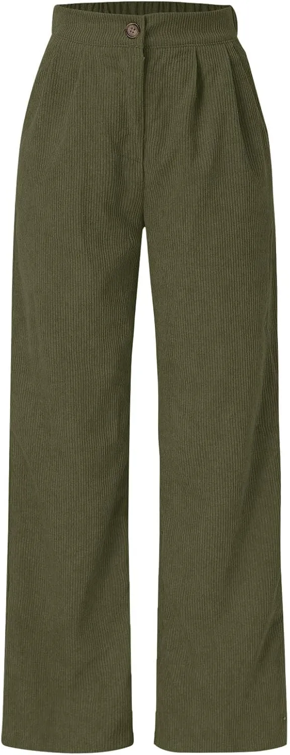 High Waist Cord Wide Leg Pants Straight Trousers Women Big Size Corduroy Pants Casual for Women
