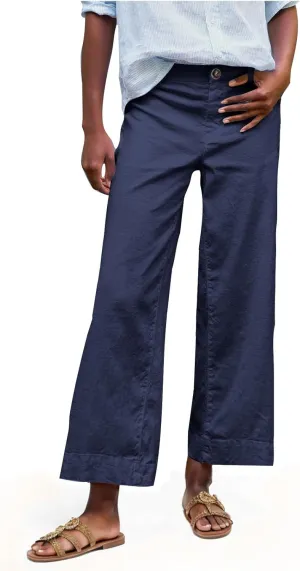 lcziwo Women Cropped Work Pants Elastic Waisted Flared Wide Leg Pants Baggy Business Casual Trousers Straight Leg Pants