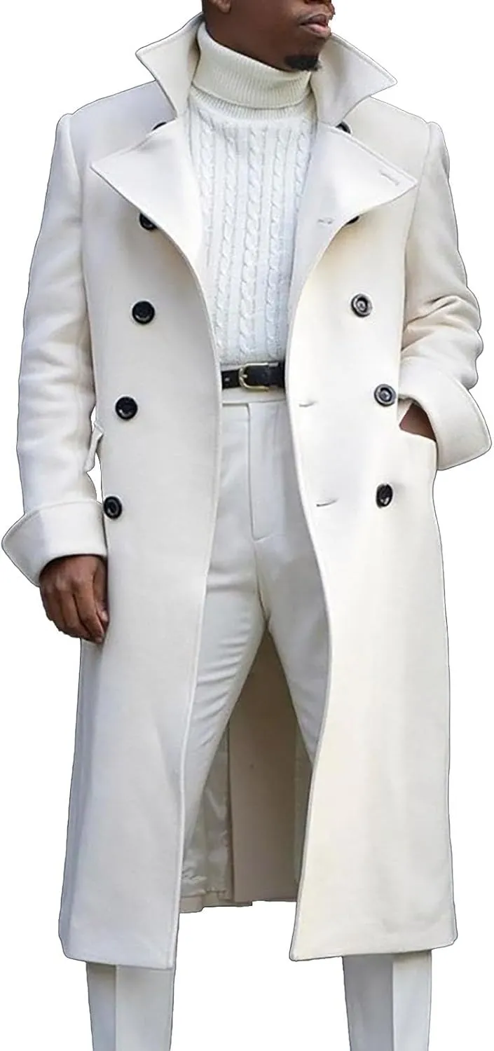 Long Coat Men Coat Autumn British Woolen Double Breasted Extended Coat Men'S Wool Jackets Coats Trench Coat Mens