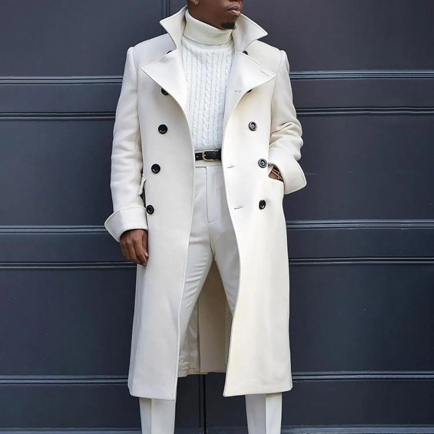Long Coat Men Coat Autumn British Woolen Double Breasted Extended Coat Men'S Wool Jackets Coats Trench Coat Mens