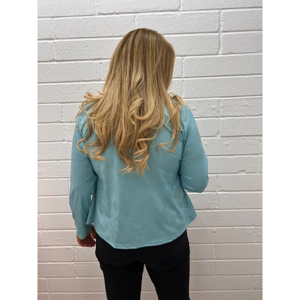 Magna Leather Look Jacket in Aqua Blue