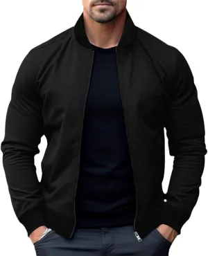 Mens Bomber Jacket Lightweight Windbreaker Flight Jacket Casual Full Zip Softshell Coat Classic Varisty Jacket