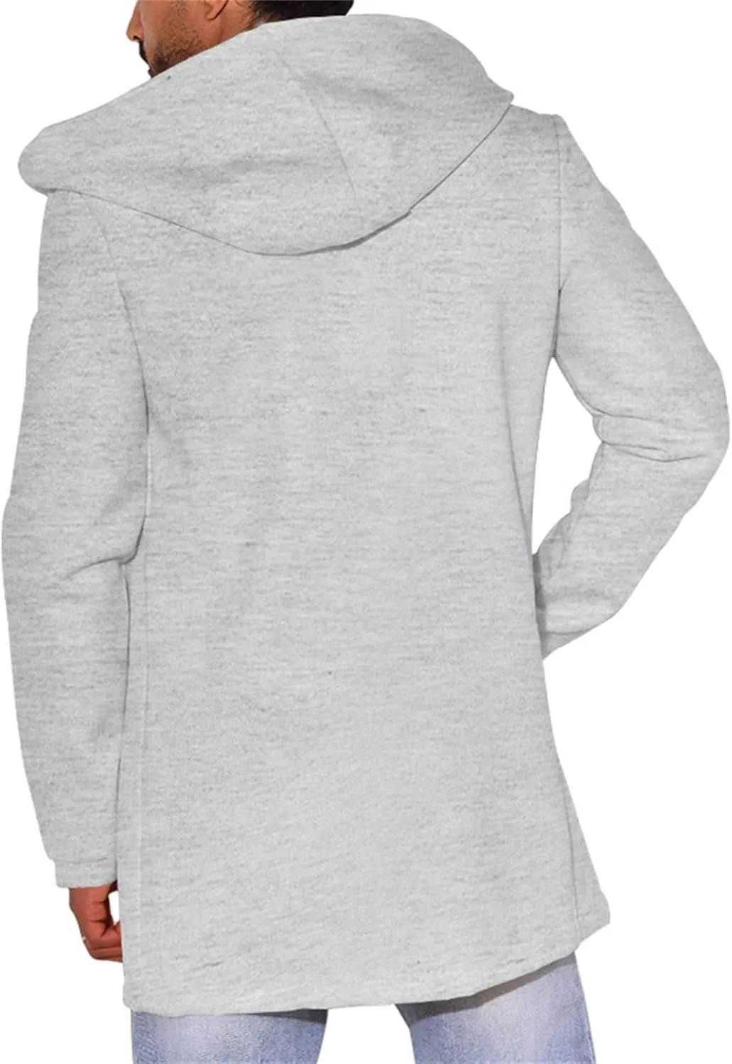 Men's Double Breasted Trench Coat Winter Warm Solid Color Pockets Hooded Coat Men'S Men's Double Breasted Trench
