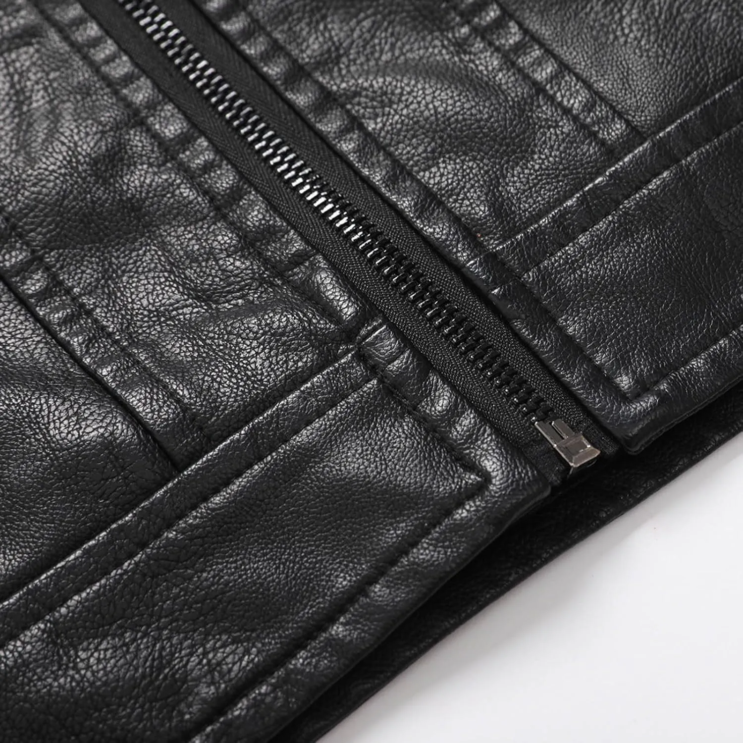 Mens Faux Leather Motorcycle Jacket 2024 Fall Trendy Long Sleeve Full Zip Up Jacket Biker Jacket with Pockets