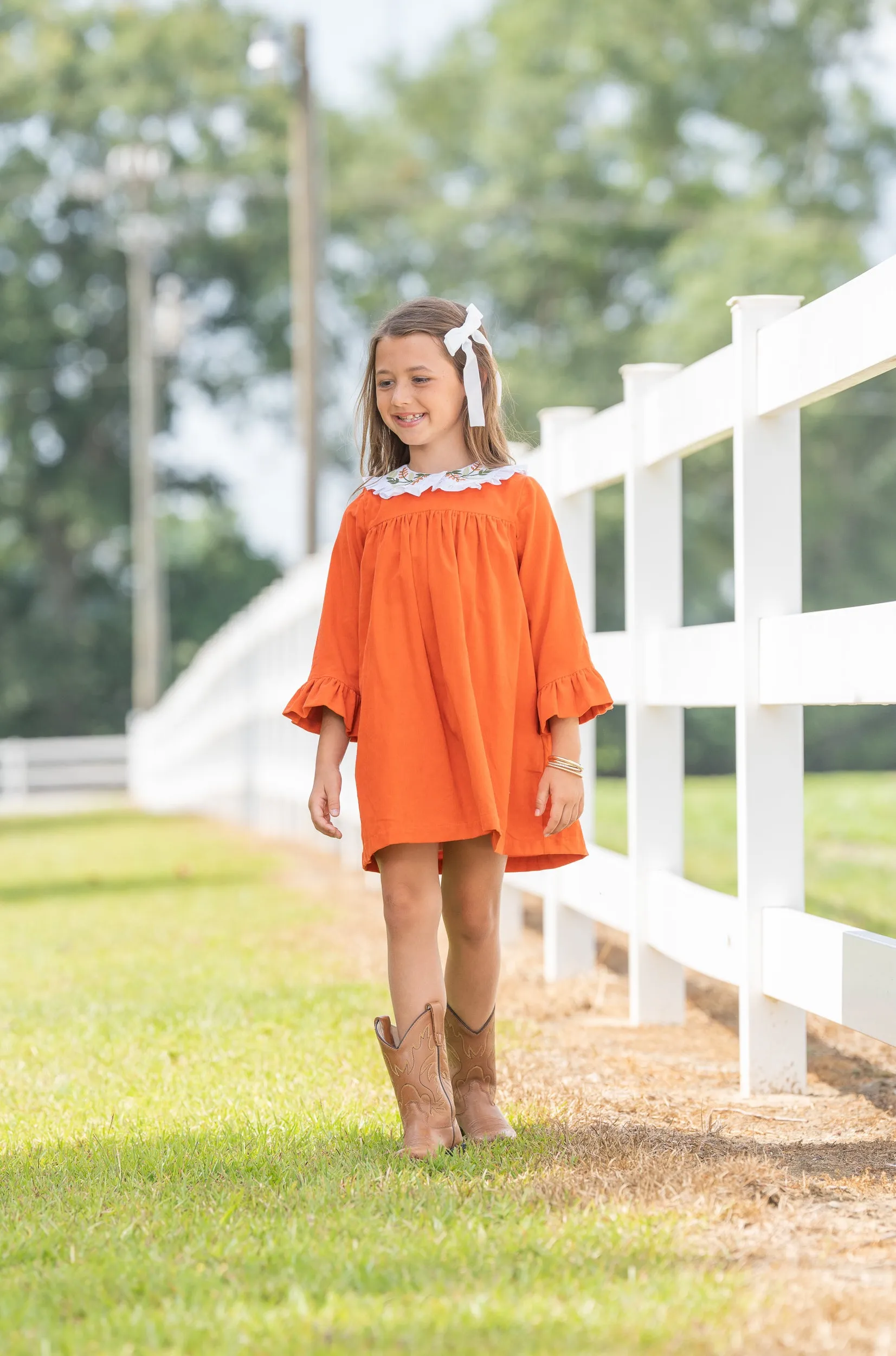 Meri Orange Cord Dress