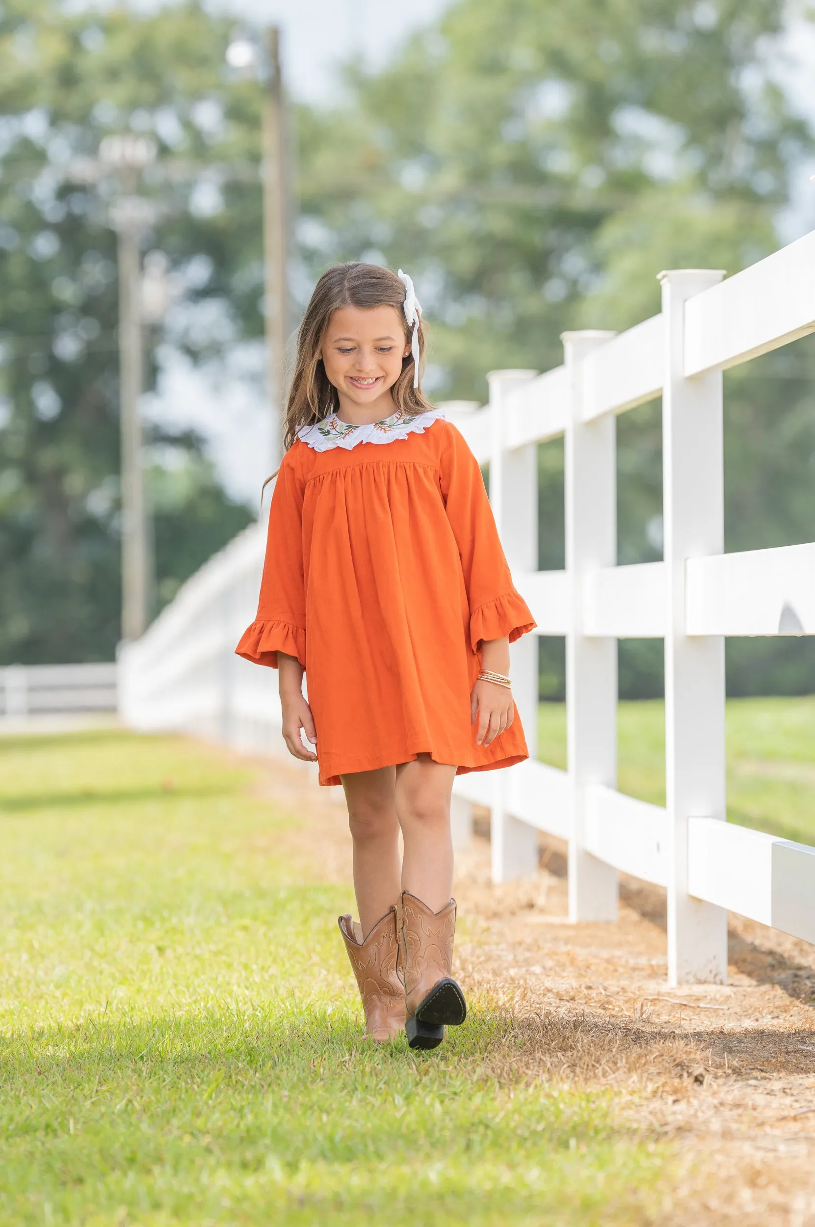 Meri Orange Cord Dress