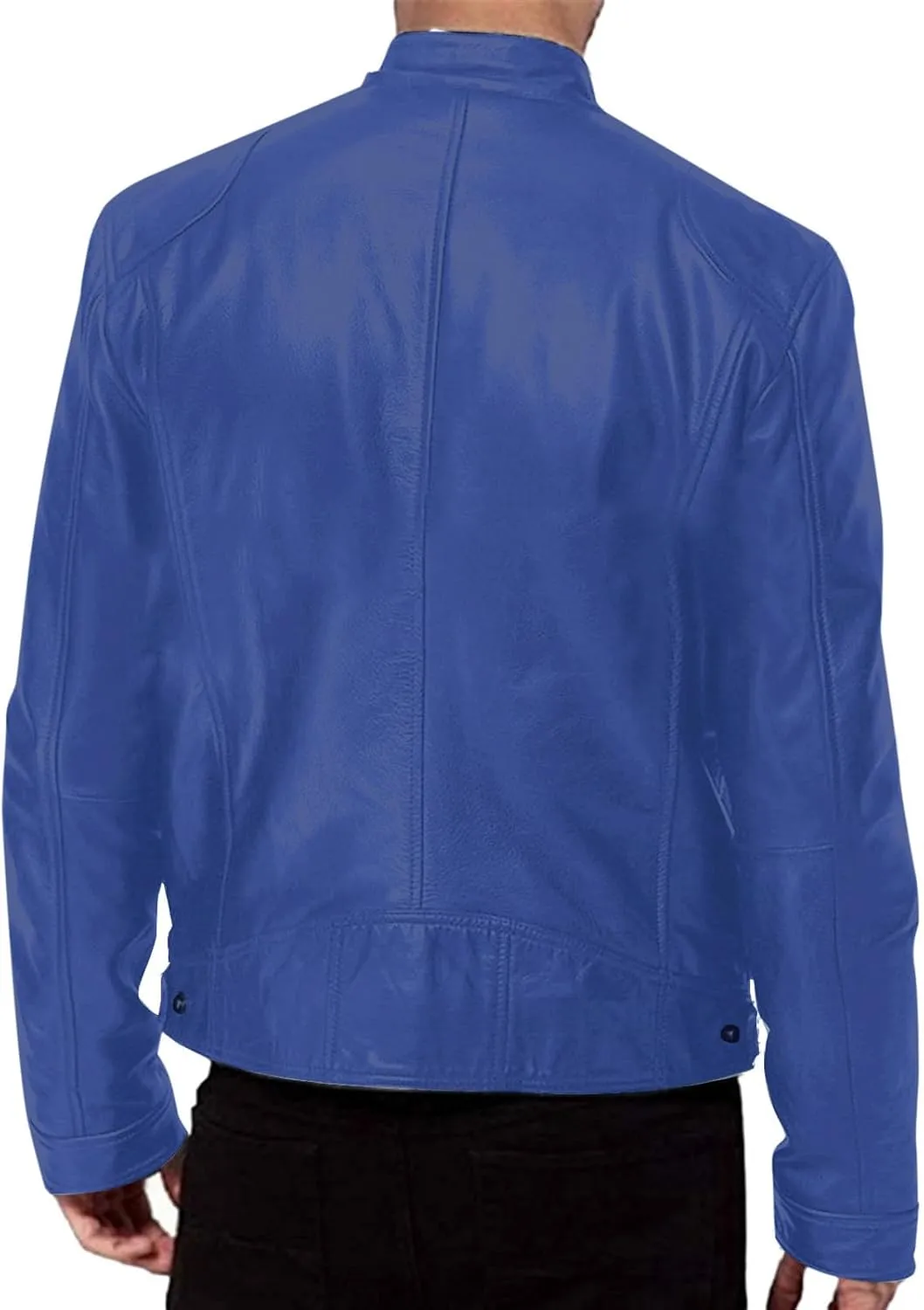 QWENTMTNTY Mens Leather Jacket Motorcycle Zip Up Slim Fit Faux Leather Biker Jacket Fashion Punk Pleather Moto Coat Outwear