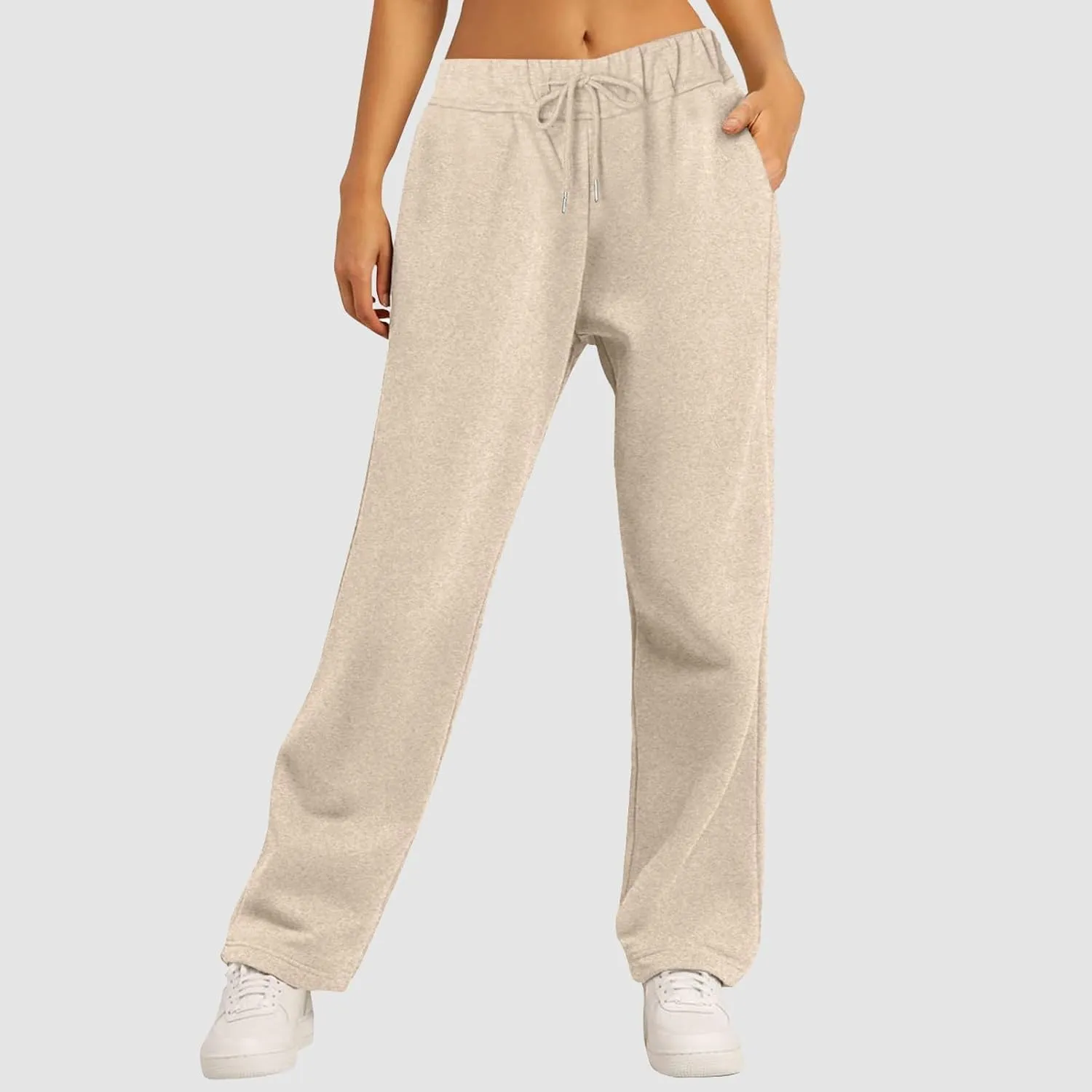 Wide Leg Sweatpants Women Casual Drawstring High Waisted Sweat Pants Plus Size Tummy Control Joggers Workout Pants for Women
