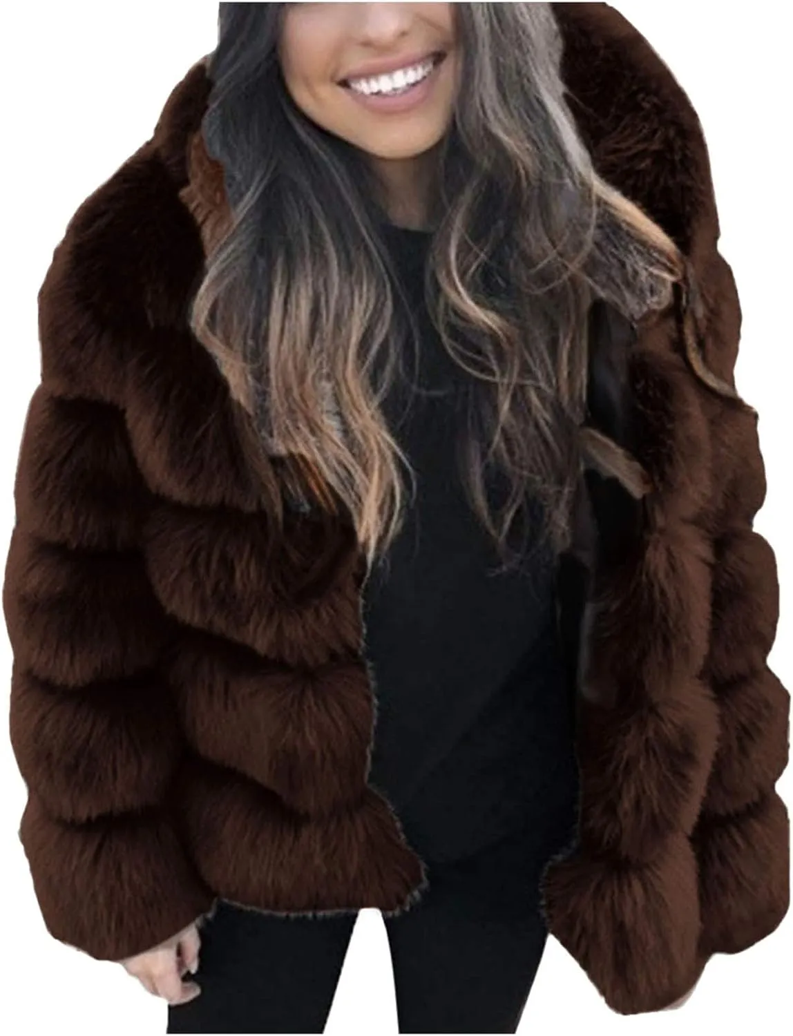 Winter Coats for Women 2024 Oversized Soft Long Sleeve Overcoat Faux Fur Jacket Fuzzy Fleece Jackets Warm Padded Coat