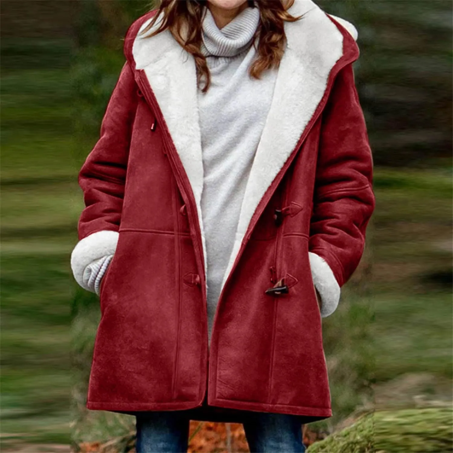 Winter Coats for Women 2025 Trendy Plus Size Warm Sherpa Fleece Lined Jackets Suede Hooded Parka Peacoats Outerwear