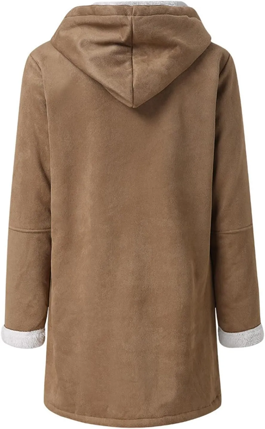 Winter Coats for Women 2025 Trendy Plus Size Warm Sherpa Fleece Lined Jackets Suede Hooded Parka Peacoats Outerwear
