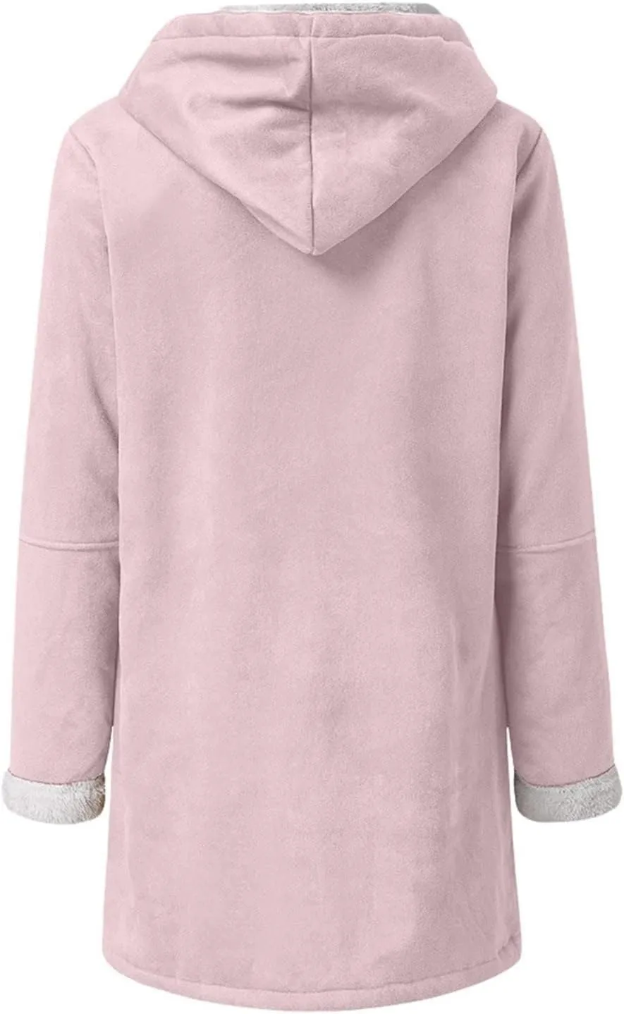 Winter Coats for Women 2025 Trendy Plus Size Warm Sherpa Fleece Lined Jackets Suede Hooded Parka Peacoats Outerwear