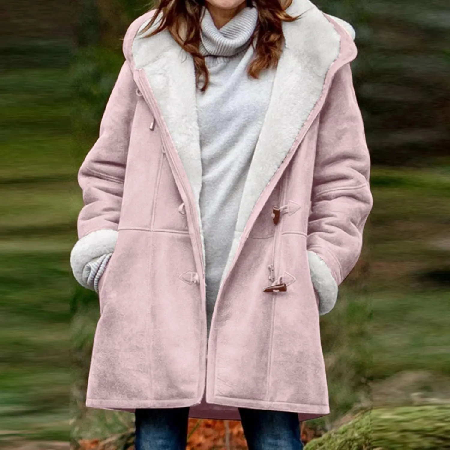 Winter Coats for Women 2025 Trendy Plus Size Warm Sherpa Fleece Lined Jackets Suede Hooded Parka Peacoats Outerwear