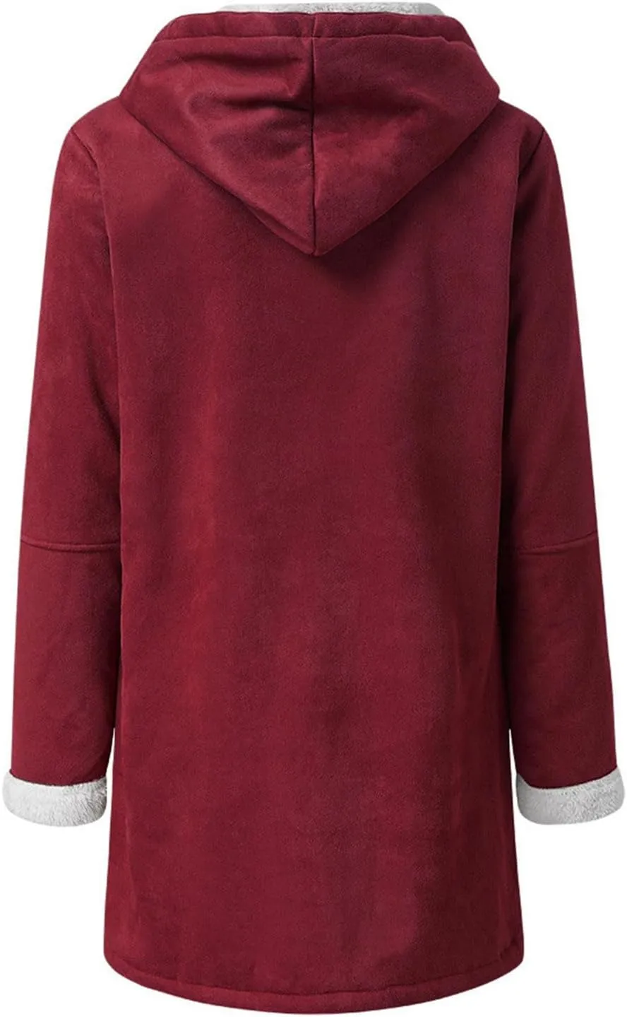 Winter Coats for Women 2025 Trendy Plus Size Warm Sherpa Fleece Lined Jackets Suede Hooded Parka Peacoats Outerwear