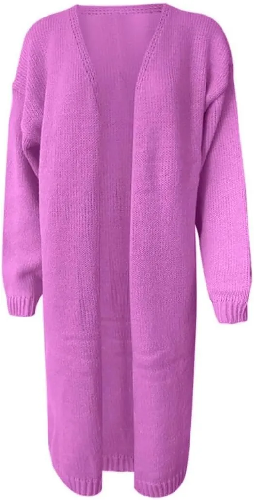 Women Hooded Open Front Cardigan Cable Knit Sweaters Solid Color Chunky Long Sweater Coats