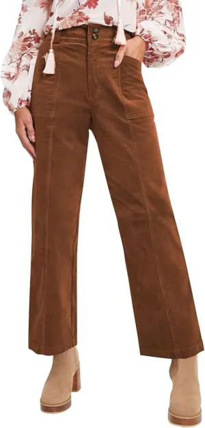 Womens Corduroy Pants Trendy High Waisted Straight Leg Work Pants Trousers Fall Elastic Waist Pants with Pockets