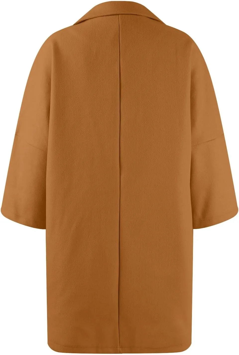 Womens Pea Coats Lapel Neck Button 3/4 Sleeve Coats Winter Double Breasted Wool Coats with Pockets