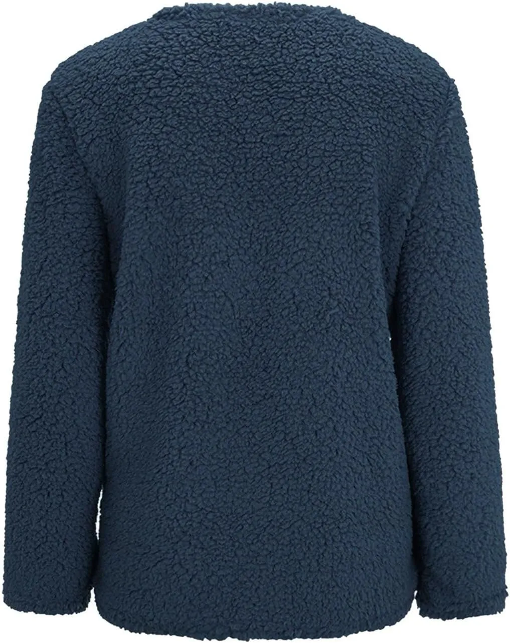 Womens Sherpa Jacket Plus Size Fuzzy Cardigan Open Front Fleece Jacket Long Sleeve Button Down Warm Coats