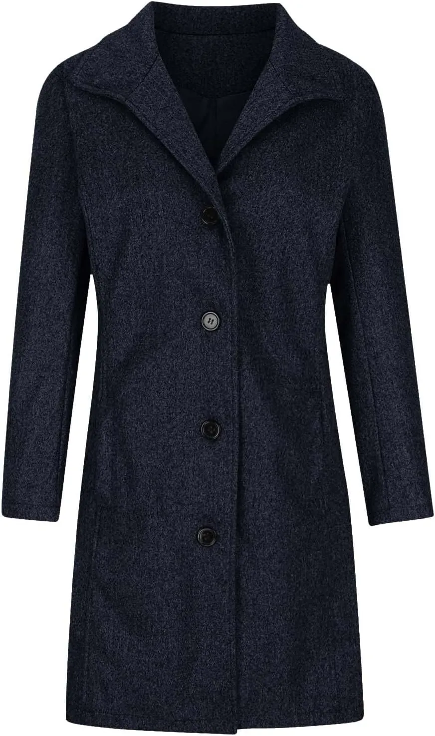 Womens Trench Coat Winter Wool Blend Notch Lapel Peacoats Camel Mid-Long Button Down Winter Jackets Outwear