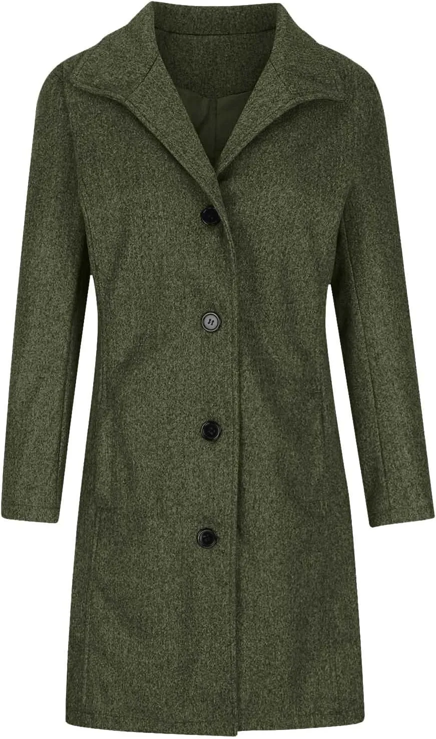 Womens Trench Coat Winter Wool Blend Notch Lapel Peacoats Camel Mid-Long Button Down Winter Jackets Outwear
