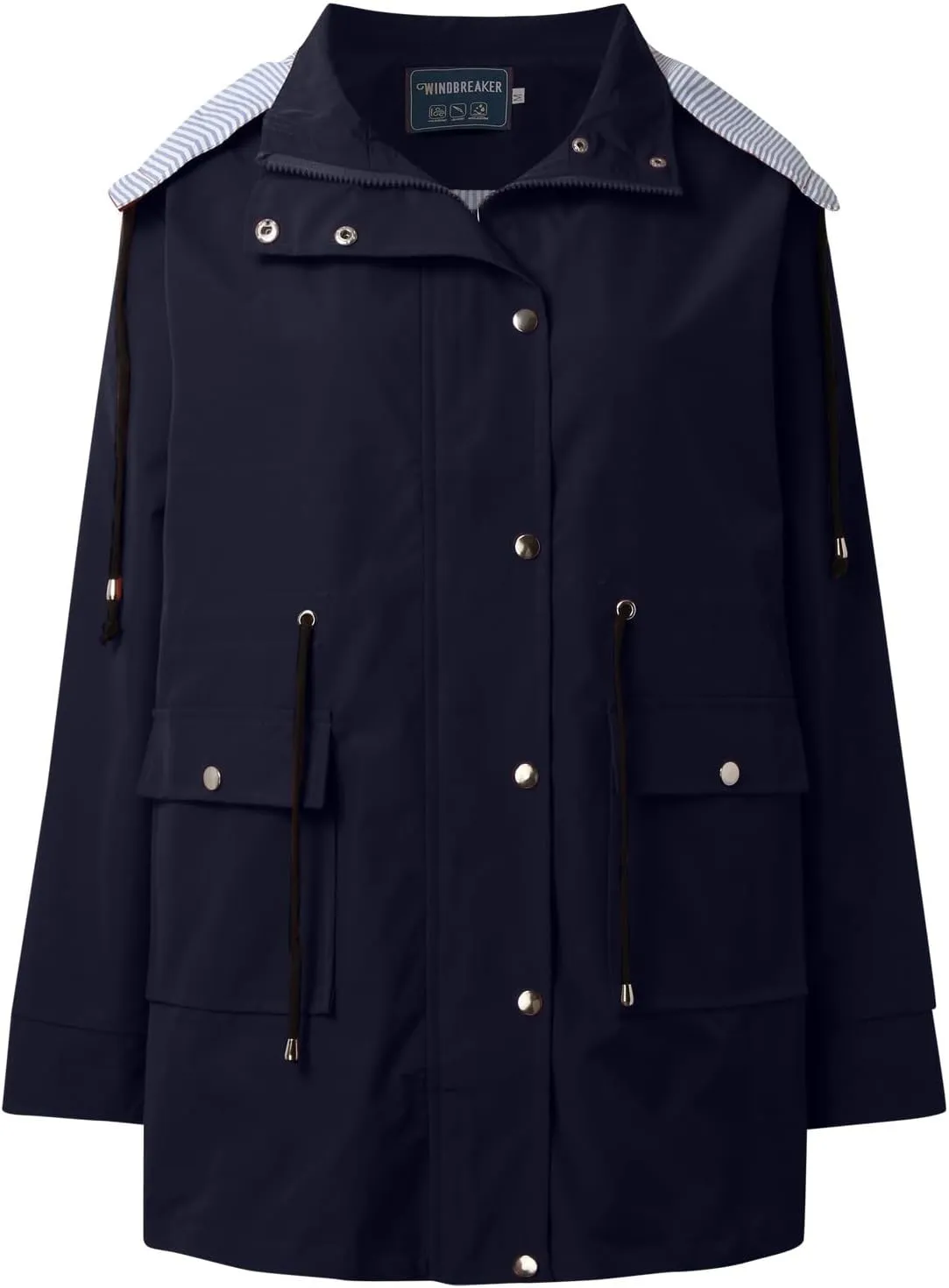 Women'S Windbreaker Gothic Punk Collar Pea Coat Winter Coat Women'S Long Fleece Pea Jacket Slim Hooded Dress Coat
