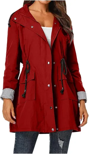 Women'S Windbreaker Gothic Punk Collar Pea Coat Winter Coat Women'S Long Fleece Pea Jacket Slim Hooded Dress Coat