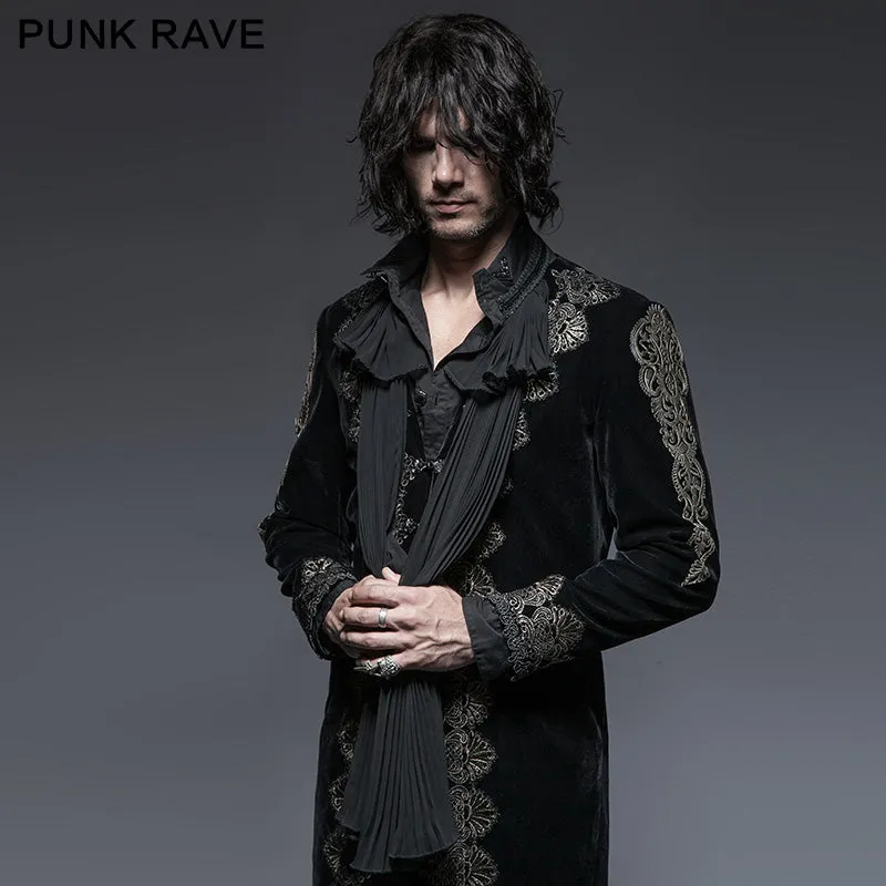 Y-641 Retro black Long Gothic Trench Coats With Aesthetic Pattern