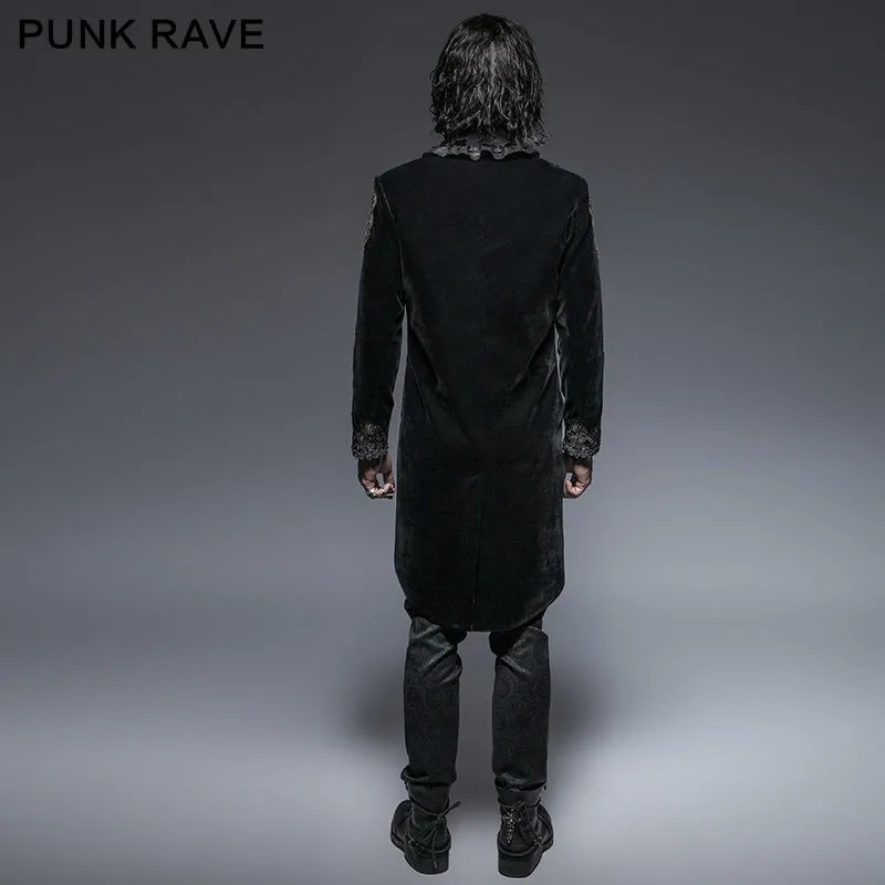Y-641 Retro black Long Gothic Trench Coats With Aesthetic Pattern