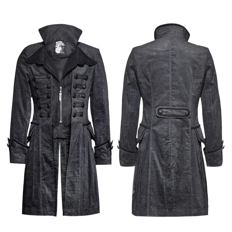 Y-705 Long Corduroy Twill Gothic Trench Coats With Flower Pattern